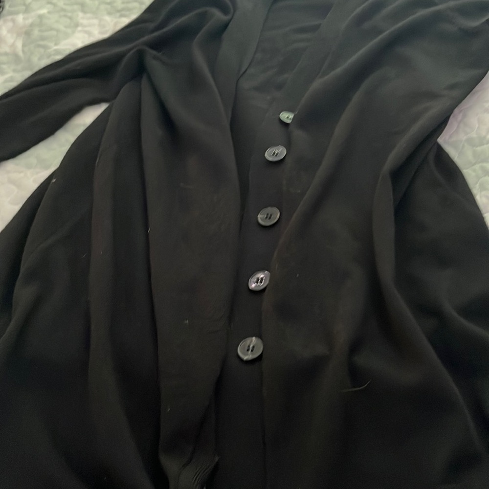 Black long sweater button up good for dresses